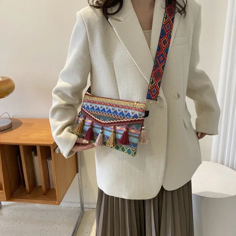 Vintage Bohemian Fringe Shoulder Bag Women Tassel Boho Hippie Gypsy Fringed Womens Handbags Open Purses and 240814