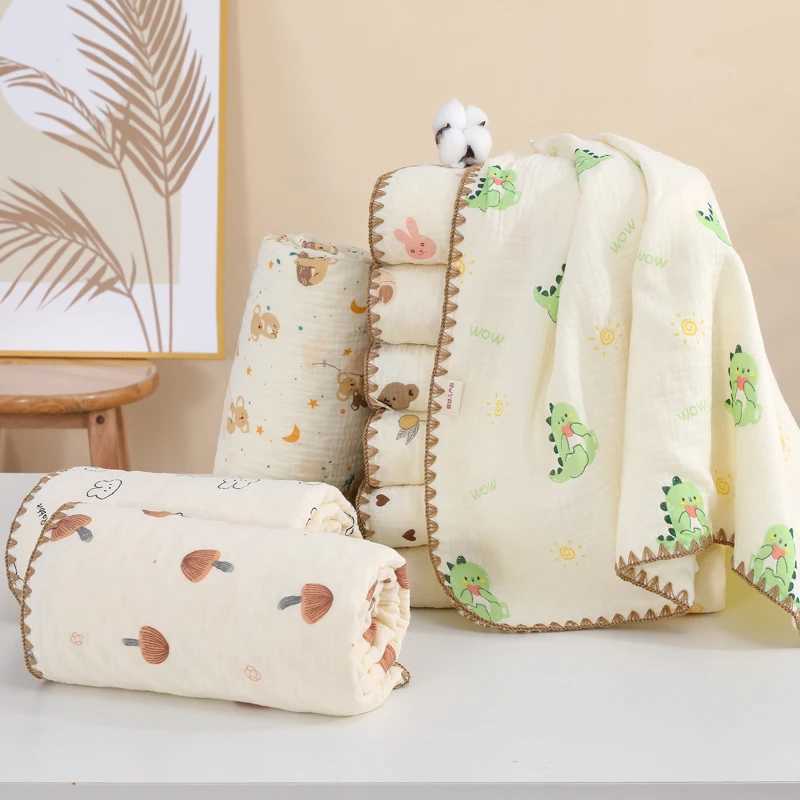Cotton baby plain swadi blanket printed soft breathable and comfortable baby receiving blanket baby boys and girls bean velvet blanketW240810