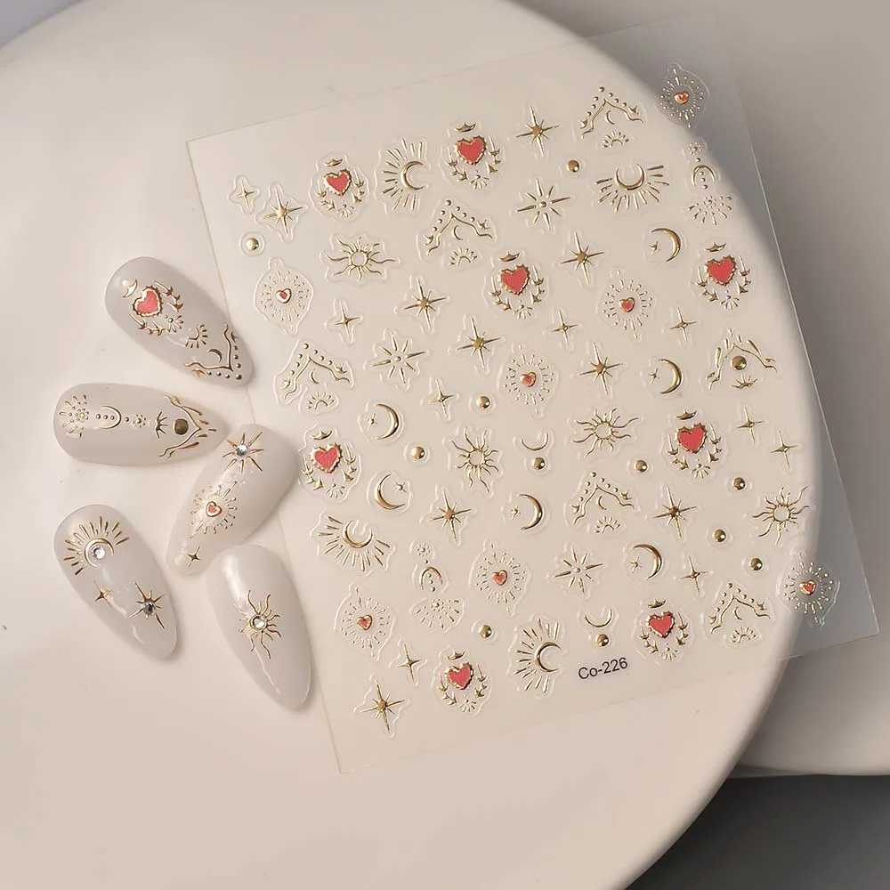 5D Cartoon Angel Nail Sticker Bronzing Butterfly Nail Art Decorations Sticker Nail Decals Four Seasons Flower Stickers For NailsXJ240814