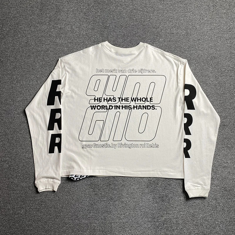 Fashionable RRR123 long sleeved mens 1 classic print hiphop retro loose top Tshirt of the quality 240815