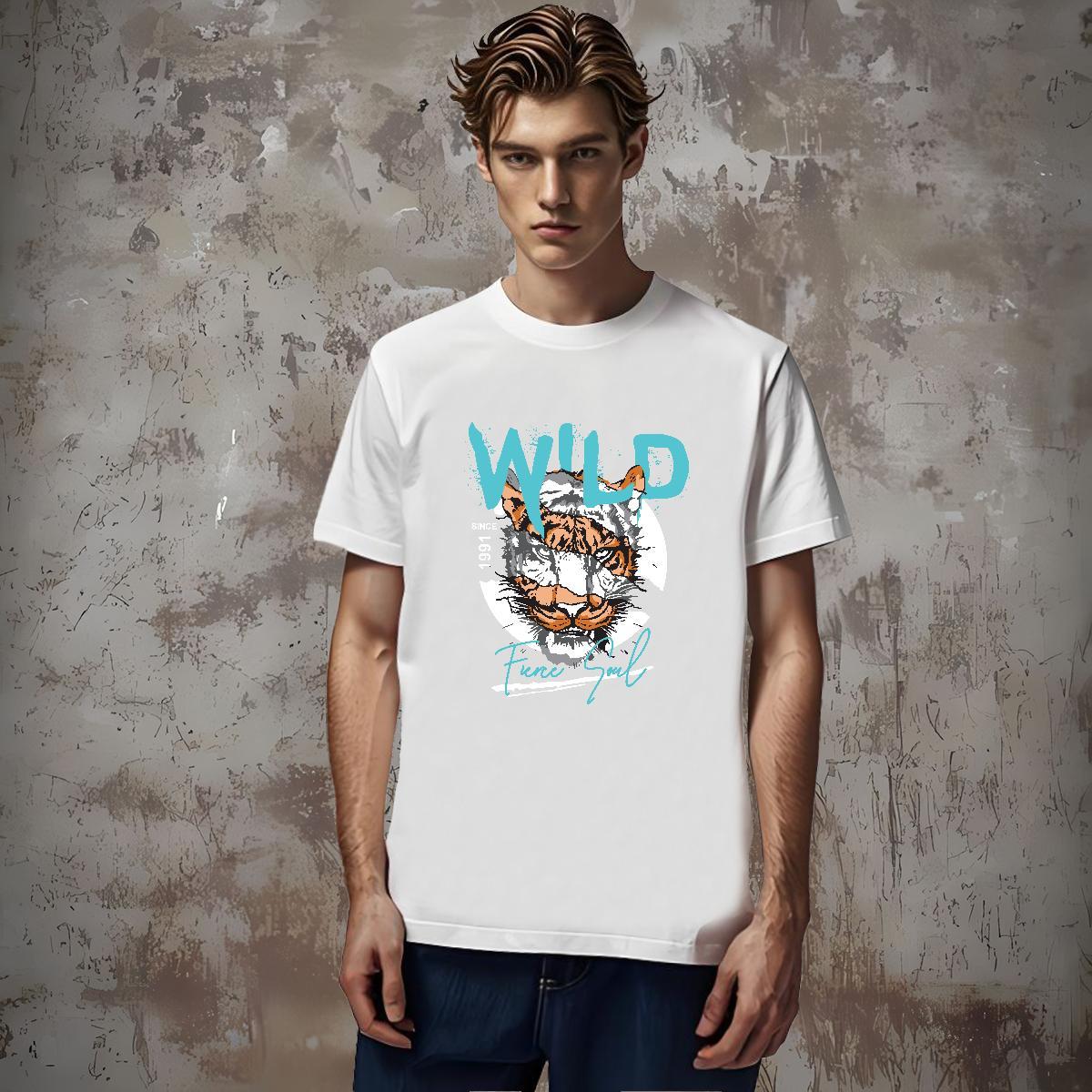 High Quality T shirt tiger Crew Neck Breathable Hip Hop Oversized 4XL 230g Cotton Couples T Shirts Designer Fashion Clothes