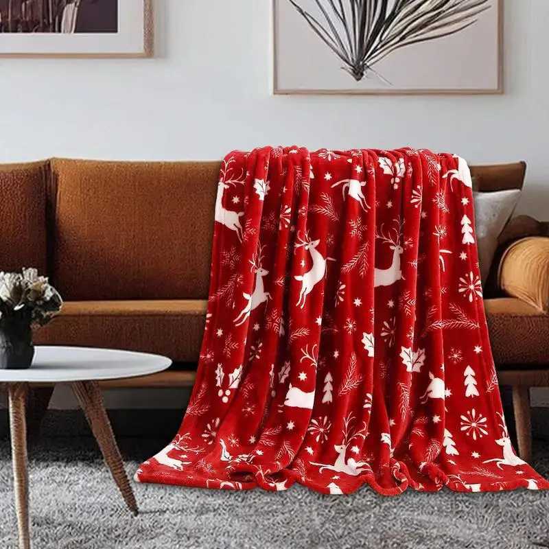 Christmas Blankets and Throws Double Sided Printed Cozy Fleece quilt Thanksgiving Gift Soft Elegant comforter Decorative Throws Y240815
