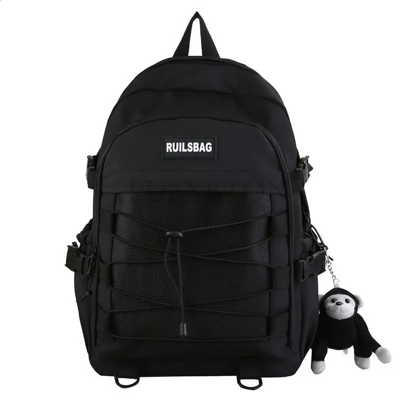 Laptop Bag Women Waterproof Nylon Versatile Cross Rope Backpack Large Shoulder School Bag Travel Backpack 240813
