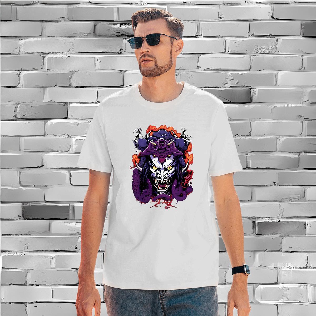 Man T Shirts 230g 100% Cotton Terror, Purple Dragon,Flame Hip Hop Street Crew Neck Plus Size Custom Tshirts Designer Soft Tees Shirts