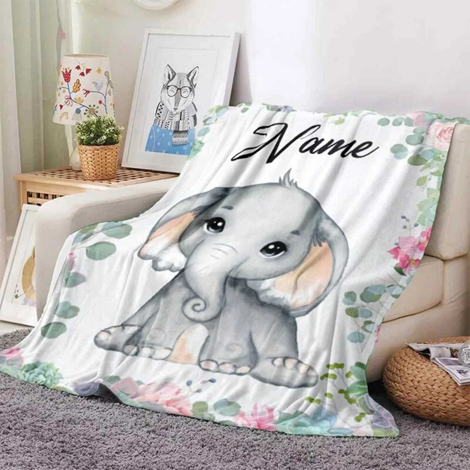 Custom Pet Name Blanket Warm Flannel Throw Blanket for Kids Adult Lightweight Soft Corgi Blankets for Bed Sofa Airplane 70x100cm Y240815