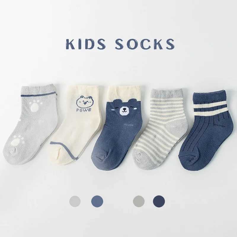 5 pairs of baby socks for girls boys toddlers cotton baby autumn cute cartoon animal childrens socks W240814