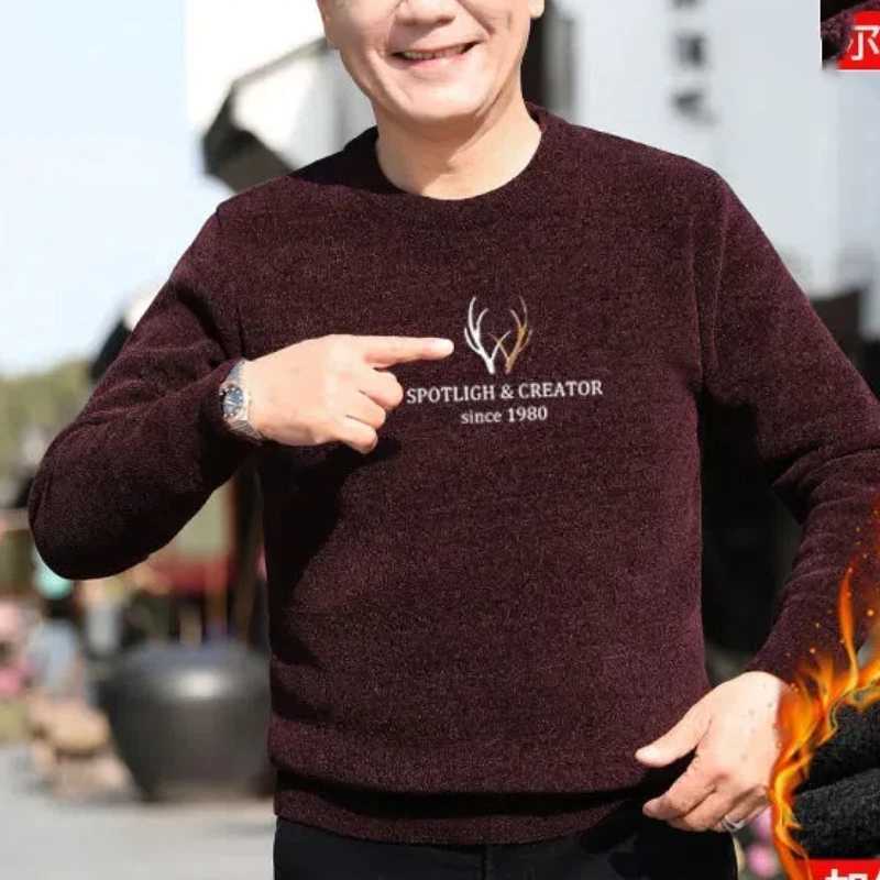 Simplicity Autumn Winter Mens Sweaters Plus Velvet Mock Neck Letter PrintScrew Thread Fashion Casual Long Sleeve Pullove TopsXJ240814