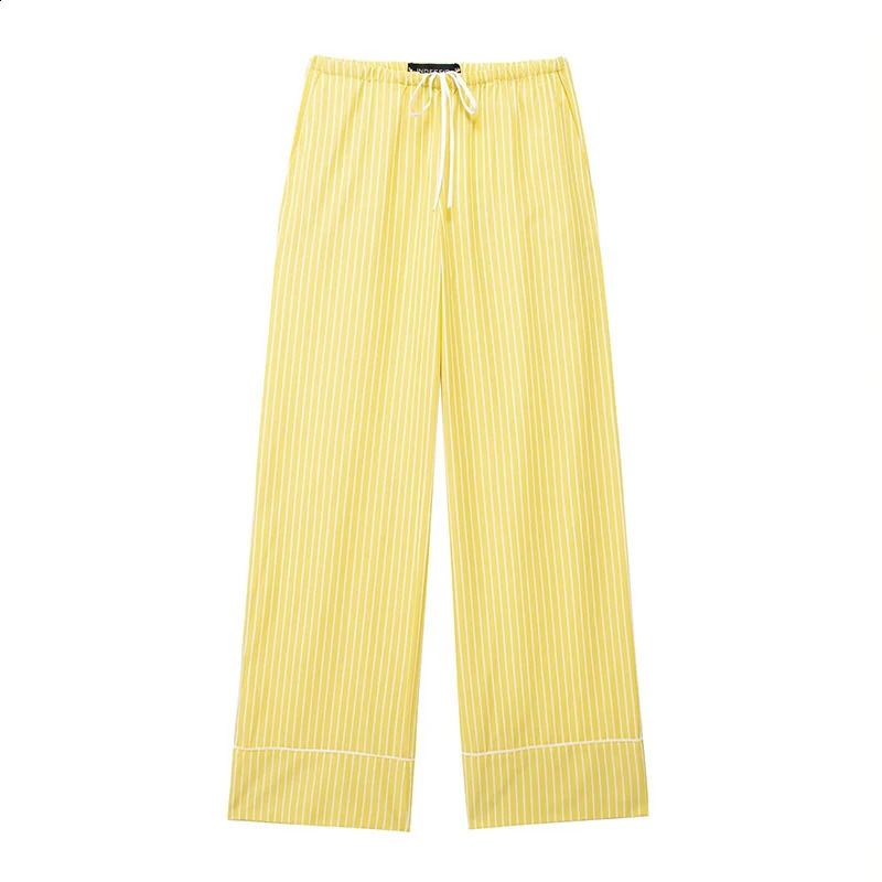 Willshela Womens Fashion 2piece Striped Single Chest Shirt and Retro Elastic Waist Trouser Femle Pants Set 240814