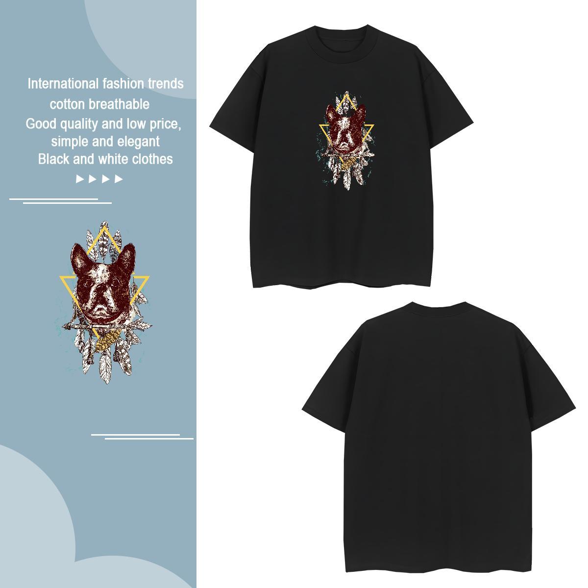 High Quality Mens T Shirts dog O-Neck Short Sleeve Casual Black White 100% Cotton 230g Men Tees New Arrival Polos