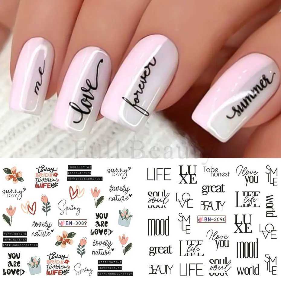 12pcs Black Leaves Letter Nail Stickers Water Transfer Decals Purple Flower Lace Sliders Decorations Manicure Charm Foils LABNXJ240814