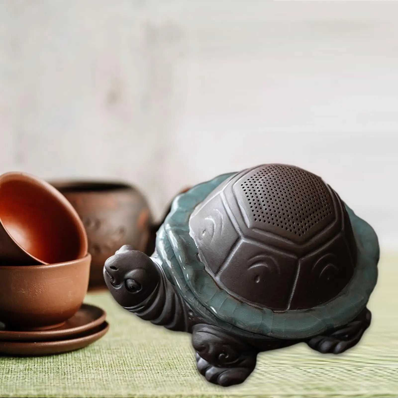 Tea Pet with Tea Strainer Tea Room Home Decoration Mini Ceramic Craft Collectible Dining Room Bookshelf Desk Turtle StatueXJ240814