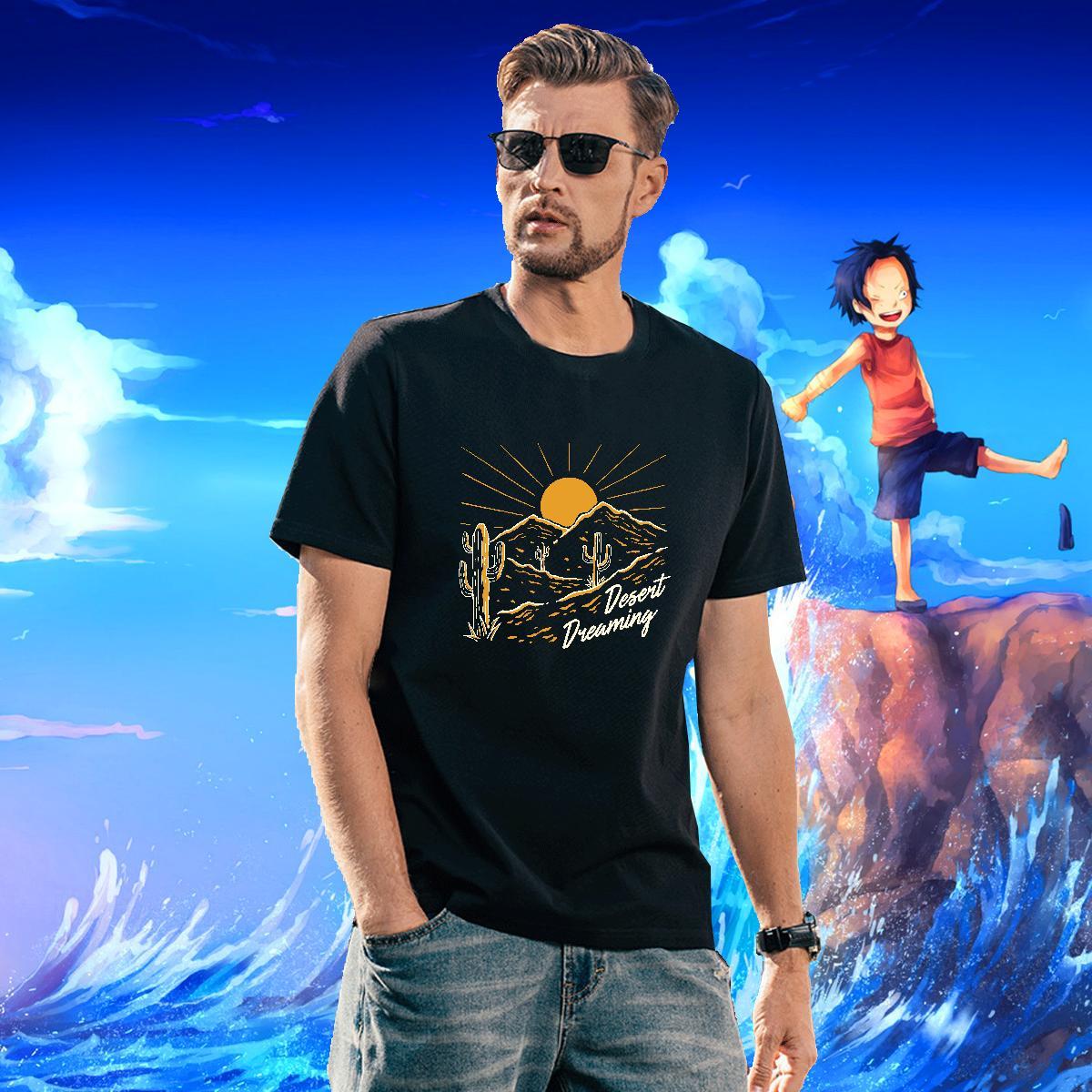 Wholesale Mens Tshirts Street 100% Cotton 230g Custom Cartoon Breathable Short Sleeve sun T-Shirts for Men New Tops Tees