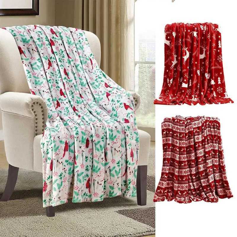 Christmas Blankets and Throws Double Sided Printed Cozy Fleece quilt Thanksgiving Gift Soft Elegant comforter Decorative Throws Y240815