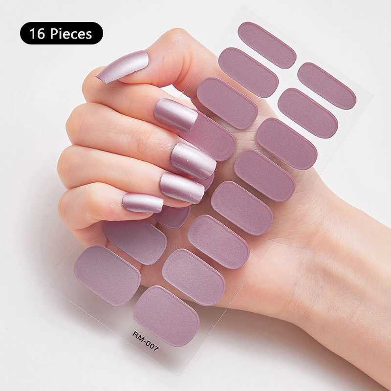 Metal Effect Red Full Cover Nail Stickers Patch Adhesive Floristic Mirror Nail Polish Strips DIY Press on Nail Art ManicureXJ240815