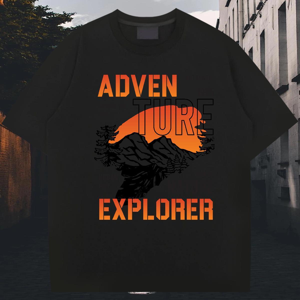 Unisex Men Tops Tees Sport 230g Pure Cotton Anime Round Neck Short Sleeve mountains Men T Shirts New Designer Clothings