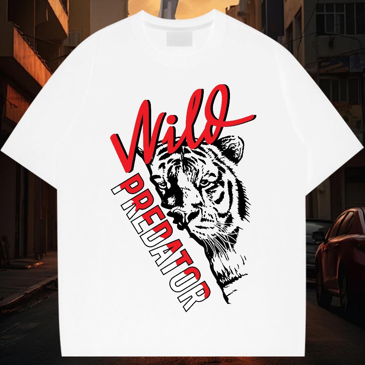 T shirt 230g 100% Cotton tiger Street Casual Breathable Crew Neck Asian Size Men Tshirts 2024 Cool Wear