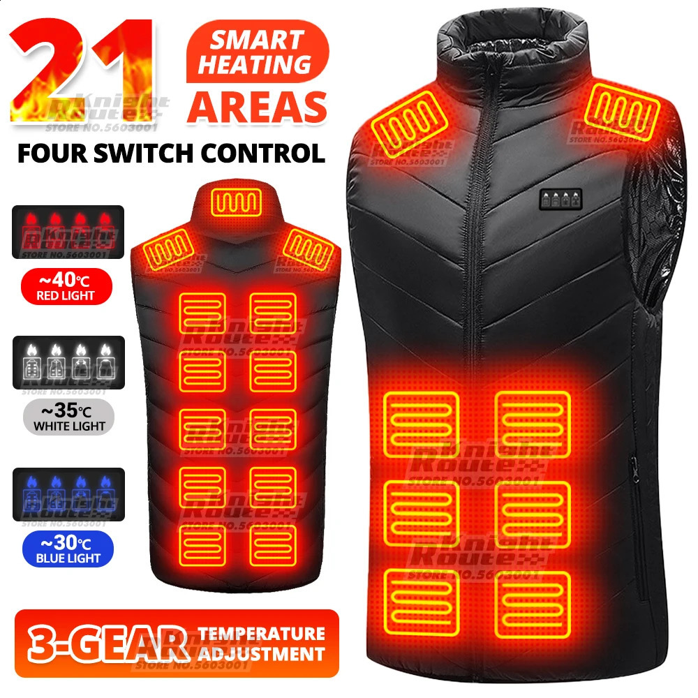 Winter Heated Vest 21 Areas Body Warmer Women Men Warm Heating Jacket Heated Vest Thermal Clothing Camping Outdoor Camping Warm 240815
