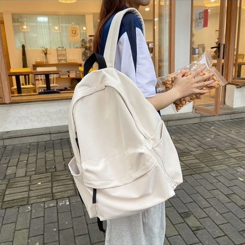 Women Backpack School Solid Waterproof Nylon Black Drop Kawaii Travel Zipper Laptop Bag Female Bookbag 240813