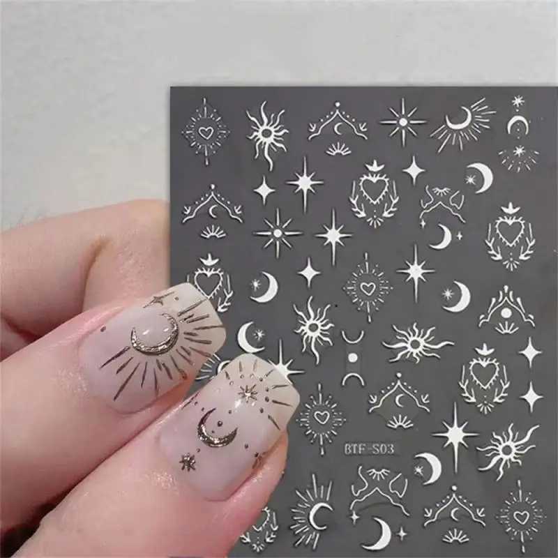 Bronzing Heart Stickers for Nails Gold Sliver Laser Butterfly Star Moon Adhesive Sliders DIY Nail Art Accessories Deco GLBTF-SXJ240814