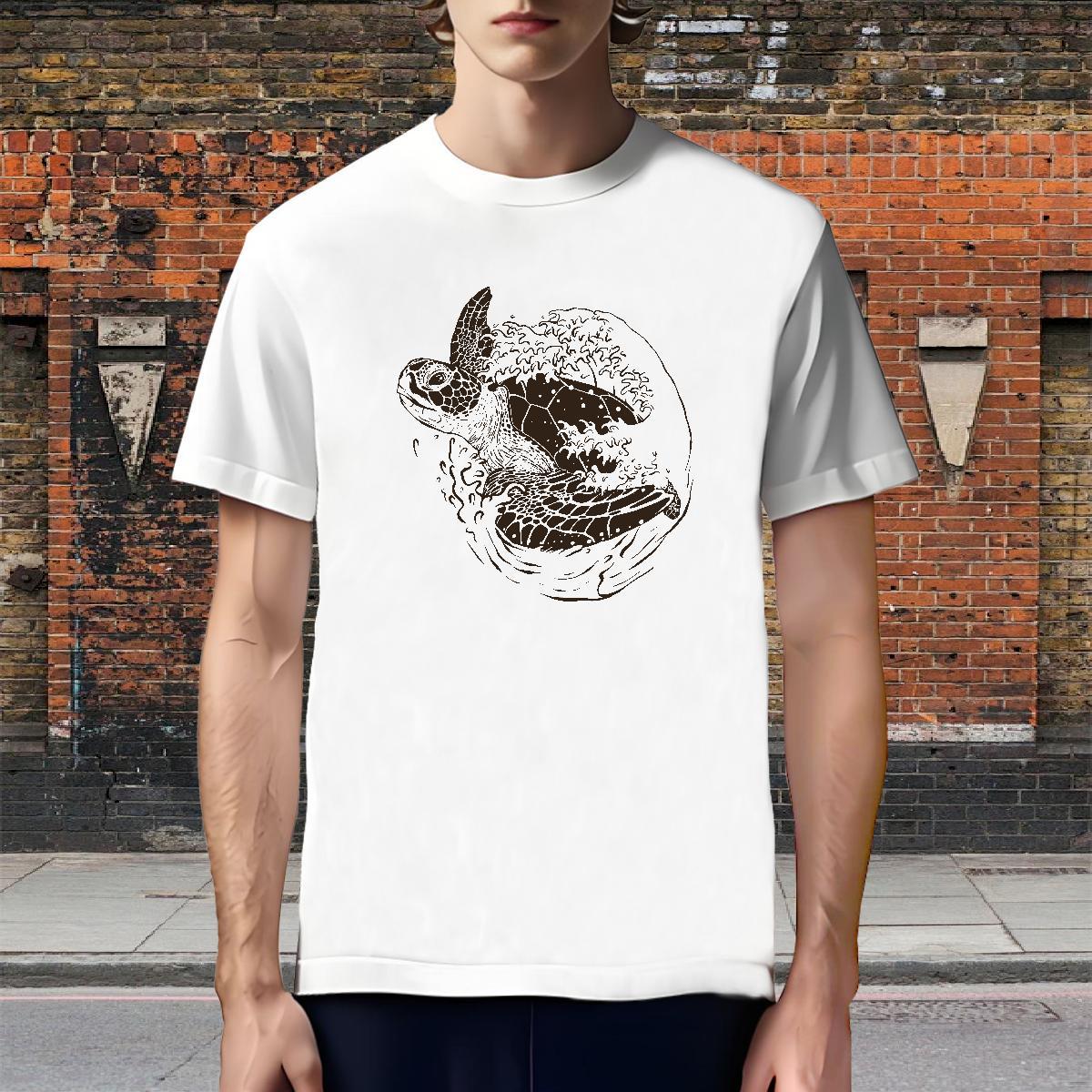 TOP Quality T shirt Crew Neck Breathable Daily Wear Cartoon Printing L-4XL 230g Cotton Men Tops Tees New Arrival Tees Shirts