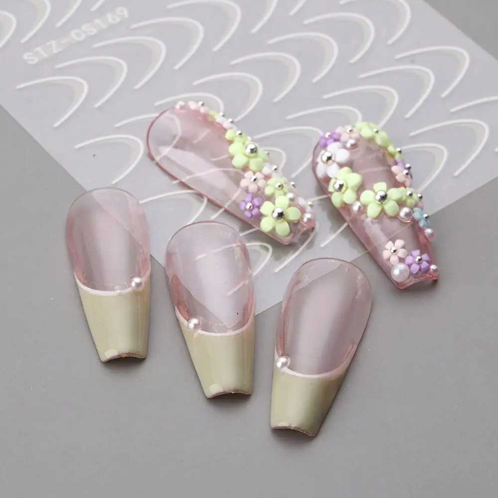 Foils French Style Nails Art Sliders Geometric Pattern Stripe Nails Decals Manicure 3D Lines Nail Sticker Nail Art DecorationXJ240814