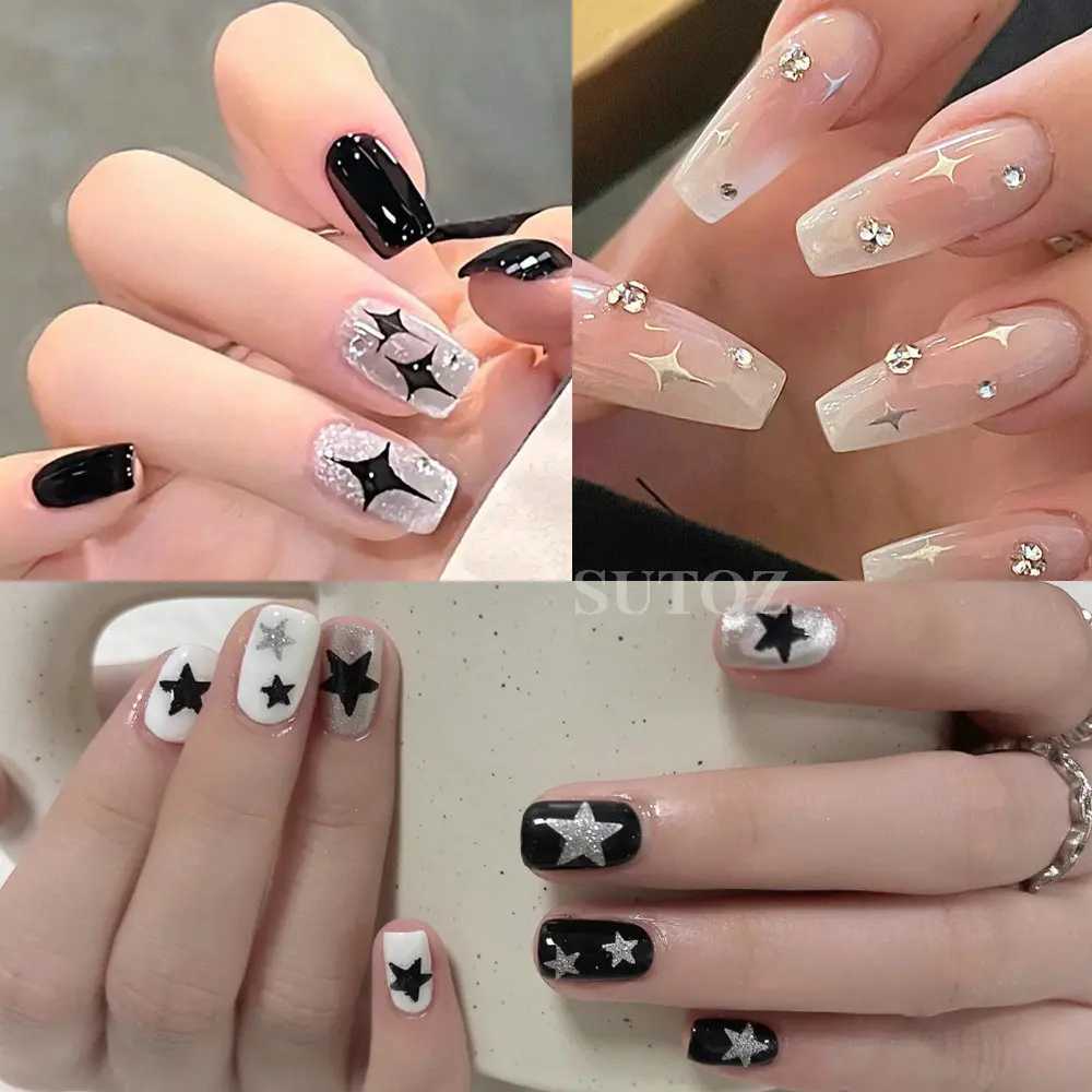 3D Star Nail Stickers Holographic Silver Chrome Star Nail Decals Shiny Bronzing Sliders Japanese Style Y2K Manicure LEBSO-170XJ240814