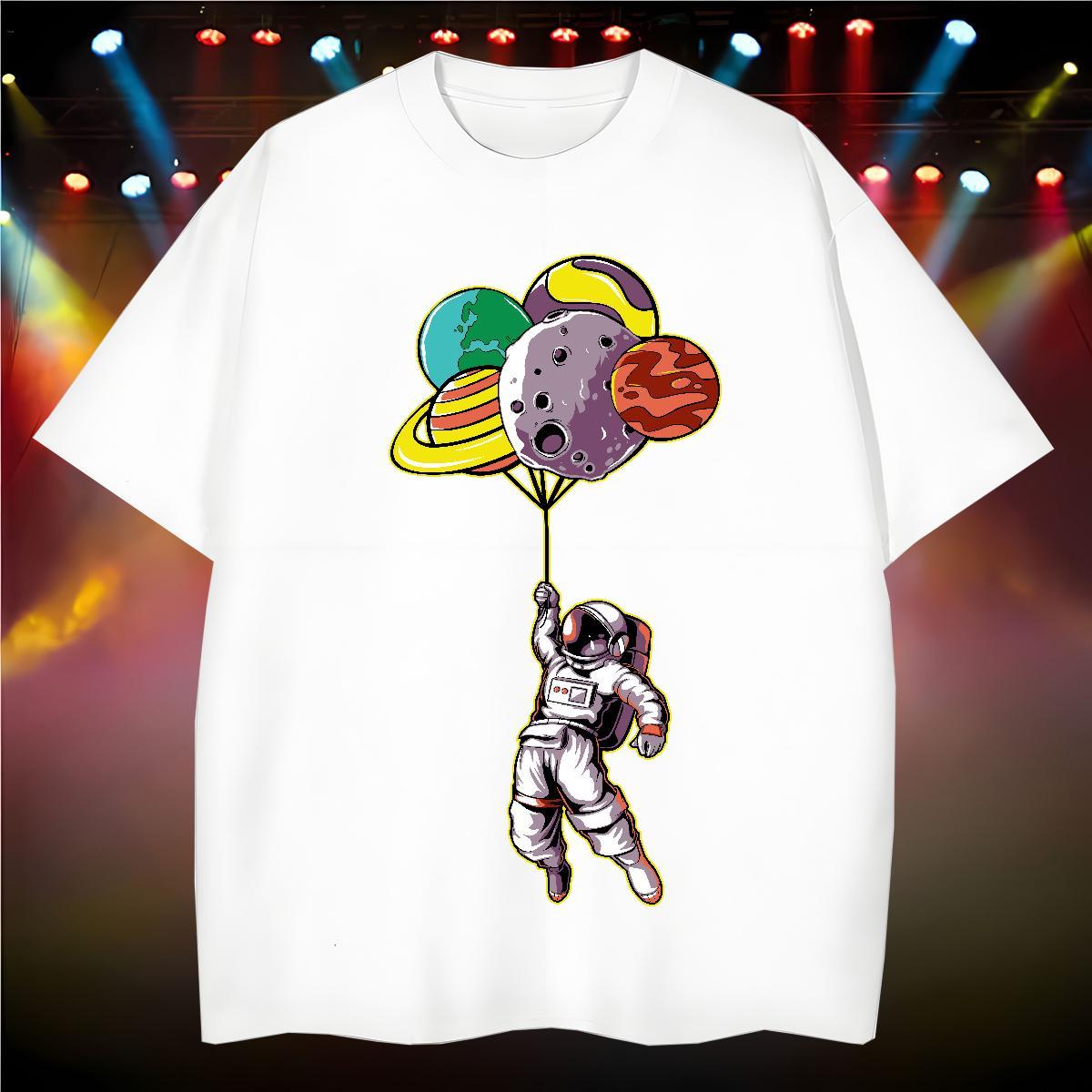 Man T Shirts 100% Cotton 230g cosmonaut Street Wear Breathable Short Sleeve Oversized Men Tshirts Fashion Designer Loose Fit Clothings