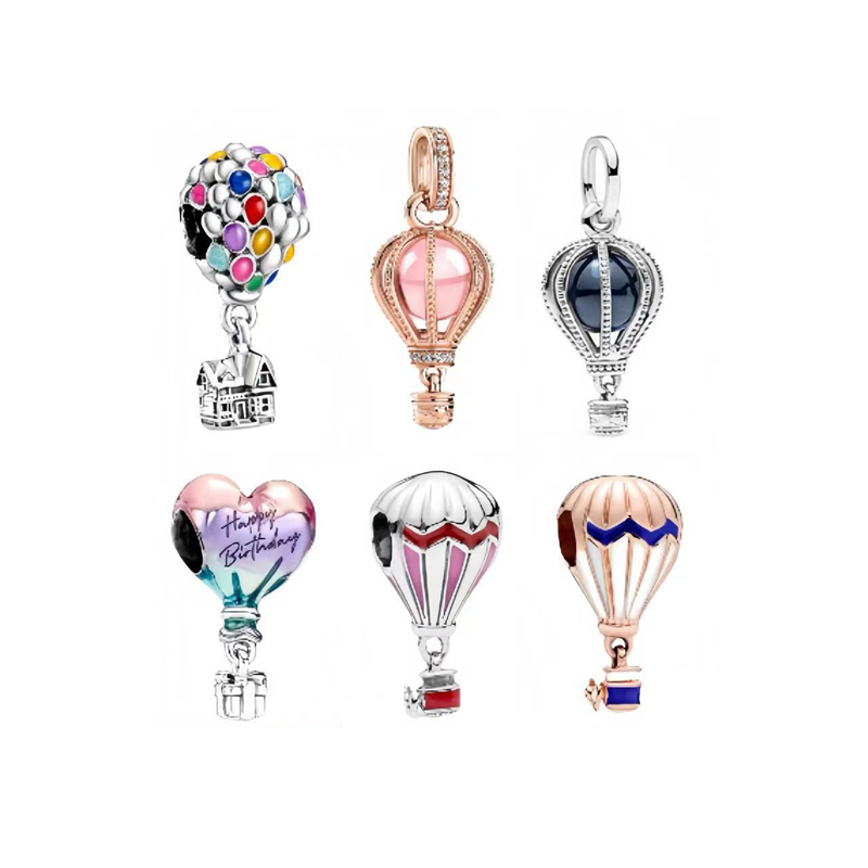 S925 Sterling Silver Loose Beads Charms Women Heart Balloon For PAN Fits 3mm Snake Chain Bracelets Birthday Christmas Gift DIY Making Jewelry B070