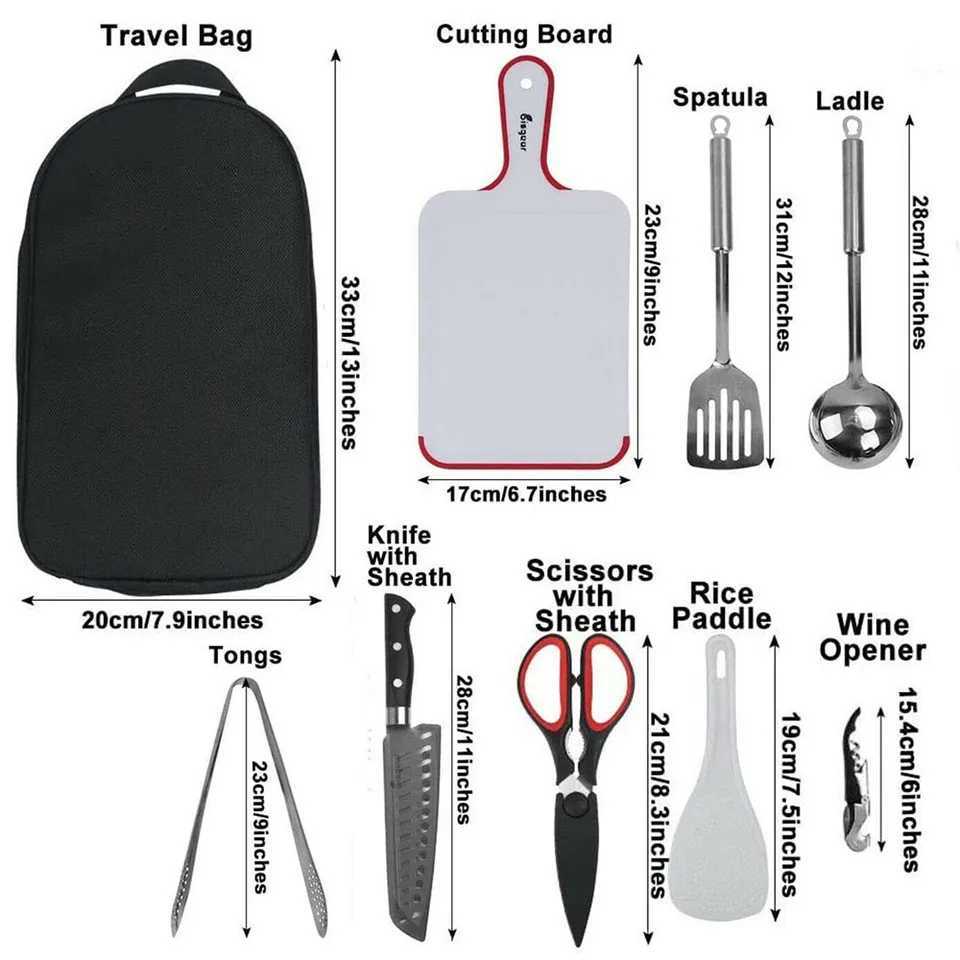 9-piece barbecue set barbecue accessory kit outdoor camping professional natural hill barbecue kitchenware kitchen utensilsX240815