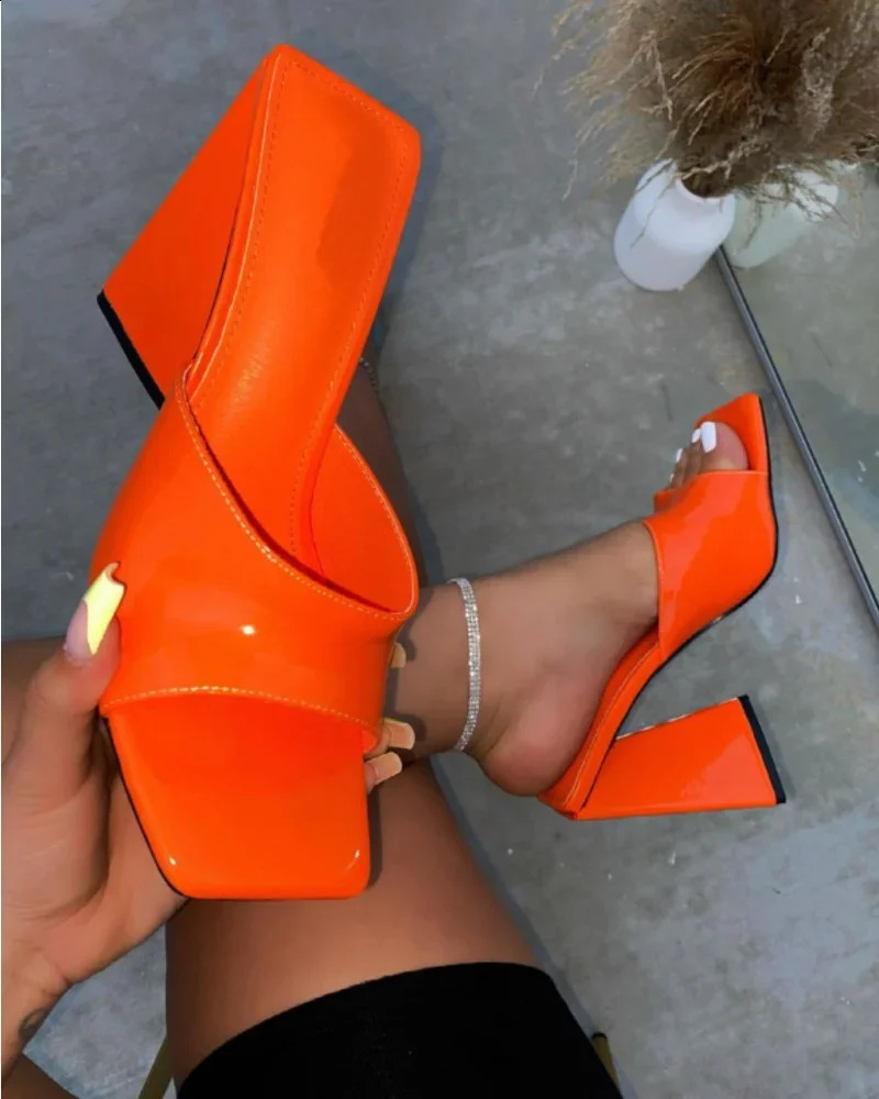 High Heel Sandals Womens Slides Open Toe Thick-Soled Ladies Slippers Party Mules Shoes Women Shoes High Heels Sexy Sapatos 240809