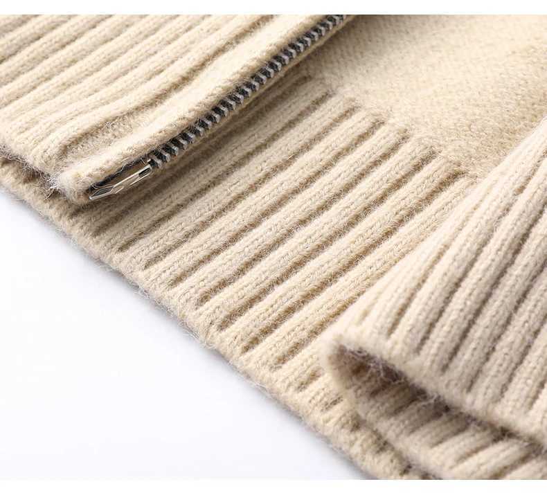 Autumn Winter Knitted Sweater Mens Casual Fashion Solid Color Zipper Knitwear Cardigan Sweaters Jacket Man Jumper CoatXJ240814