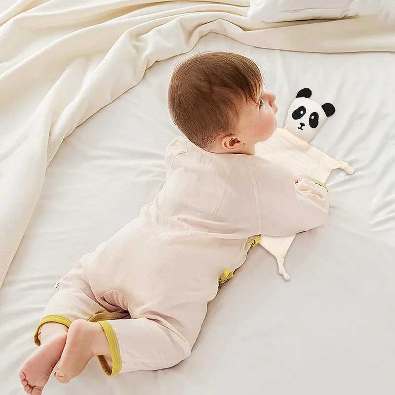 Baby Cotton Muslin Comforter Blanket Soft Newborn Sleeping Doll Cute Lion Panda Kids Sleep Toy Soothe Appease Towel Saliva Towel Y240815