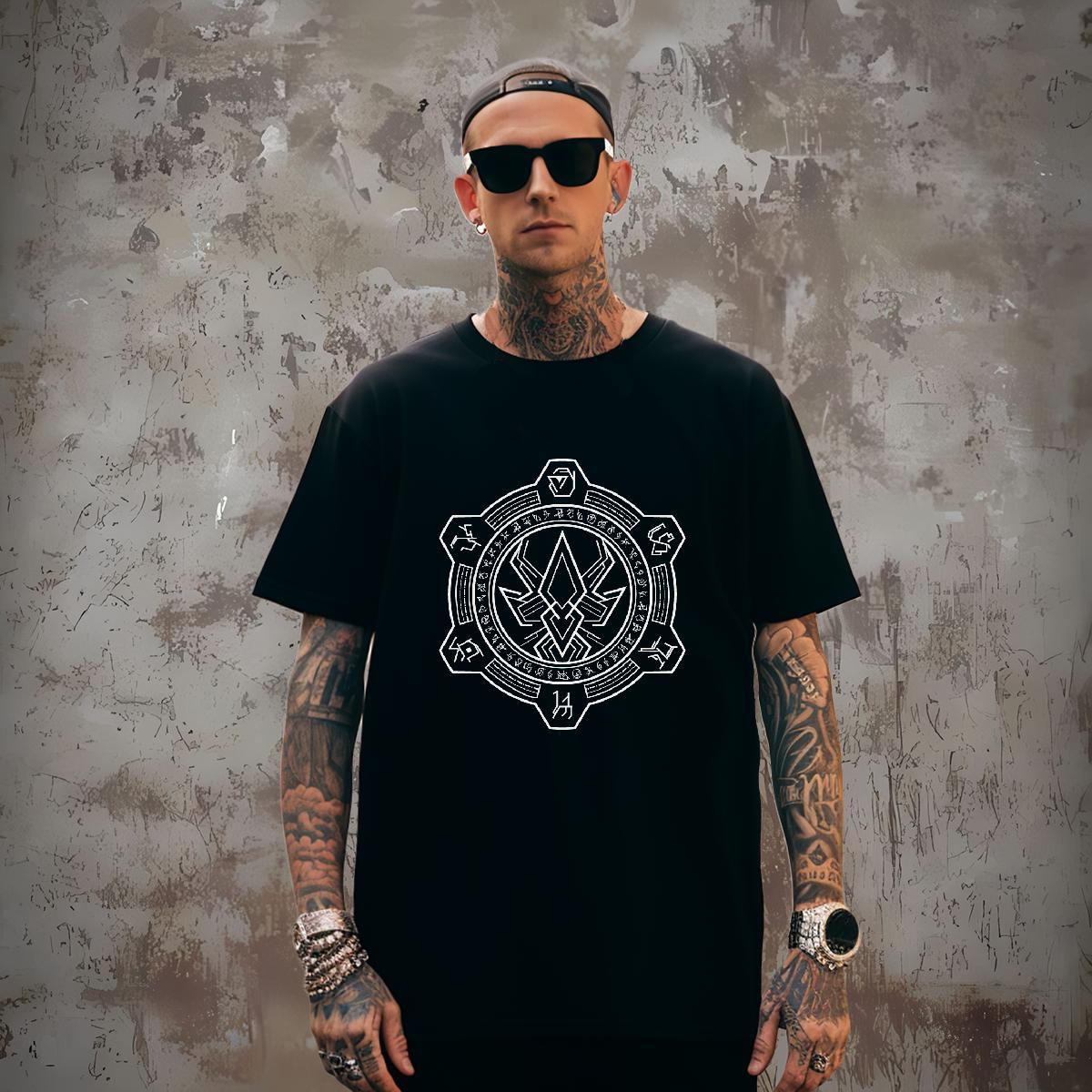 T-Shirts 230g Cotton Geometric line Street Breathable Short Sleeve Custom Anime Tshirts Stylist High Quality Clothes