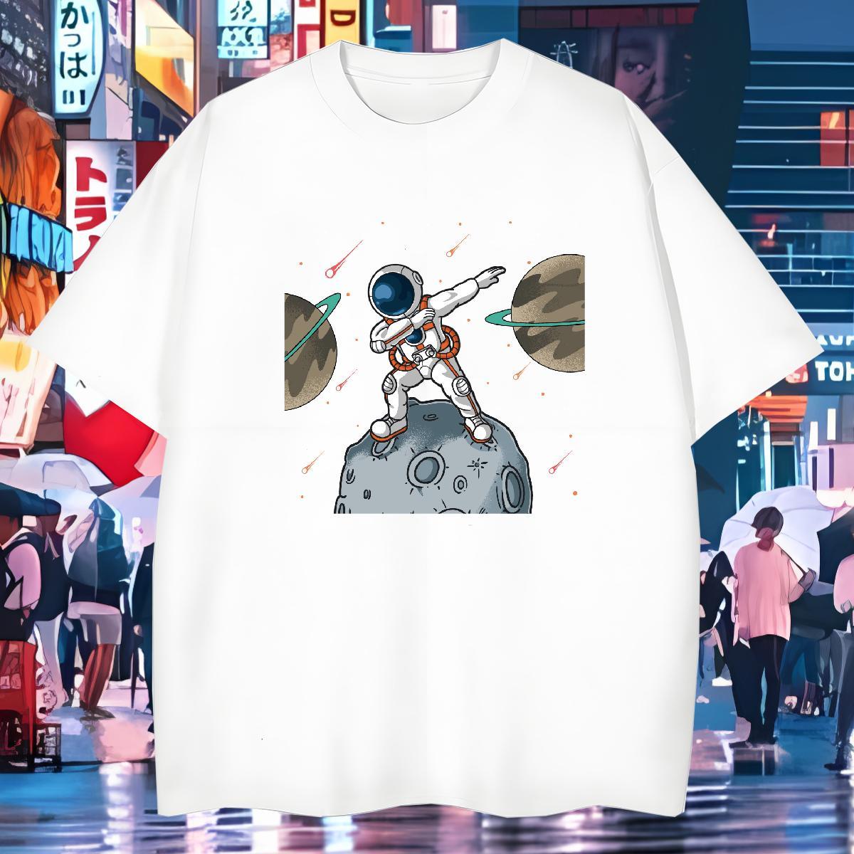 Men T Shirts 230g Cotton cosmonaut Daily Outfit Breathable Soft Customized Men Tops Tees DIY Customized Wholesale Top Tees
