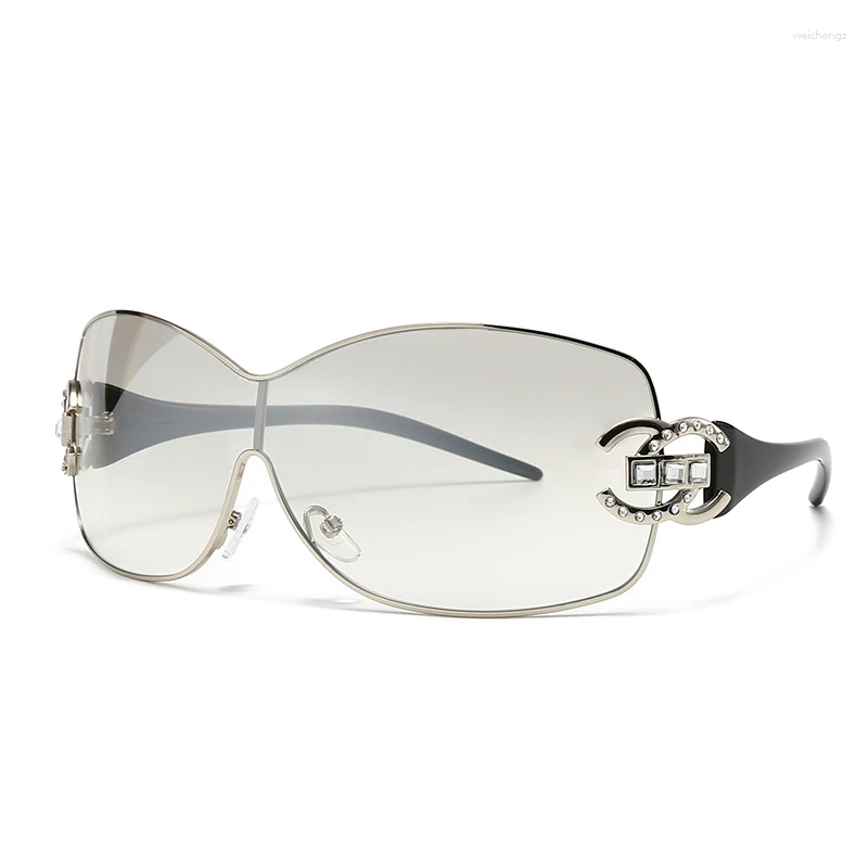 Sunglasses 2024 Fashion Designer Trend Luxury Women's Cat Eyes One Piece Vintage Oversized Glasses Eyewear