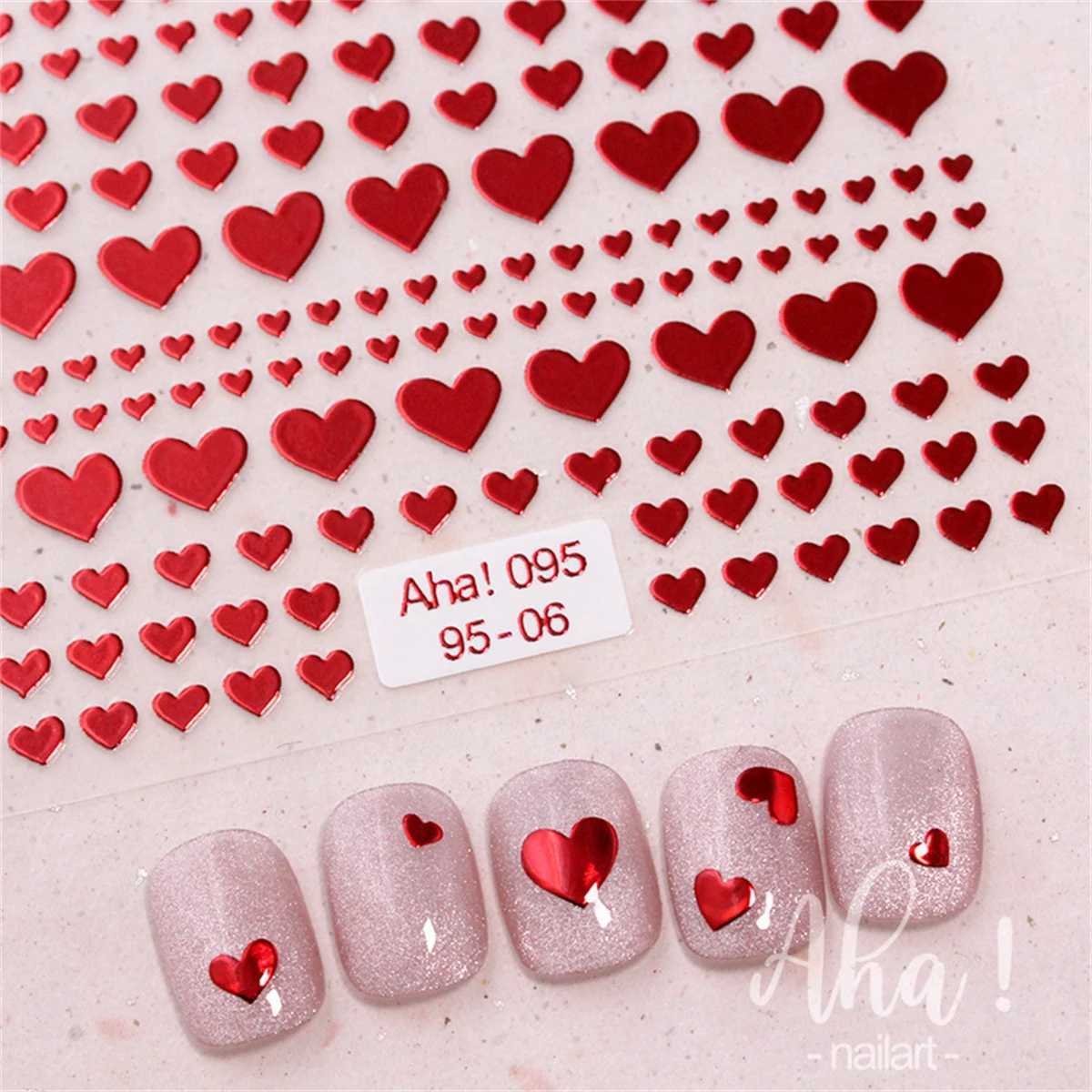 1pcs 3D Kawaii Heart Nail Art Stickers Colorful 3Sizes Love Self Adhesive Nail Decorations Slider Decals DIY Manicure SuppliesXJ240814