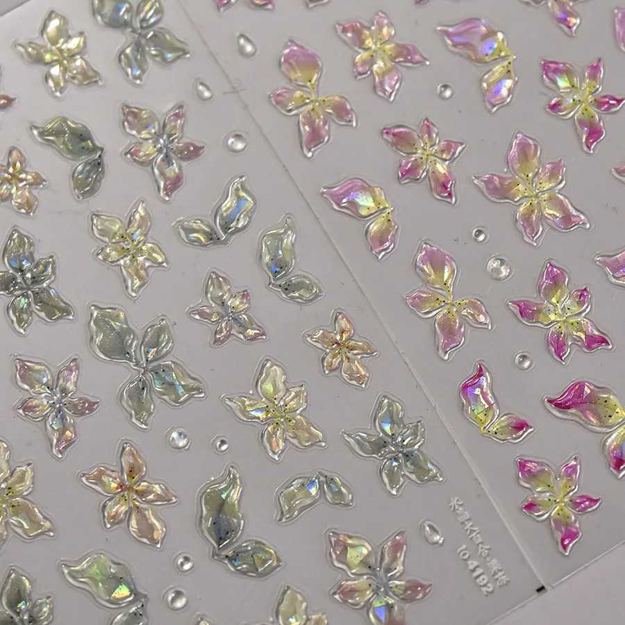 1 piece of 5D kawaii summer wildflower nail art stickers crystal lily nail art accessories star love nail decoration stickersXJ240814