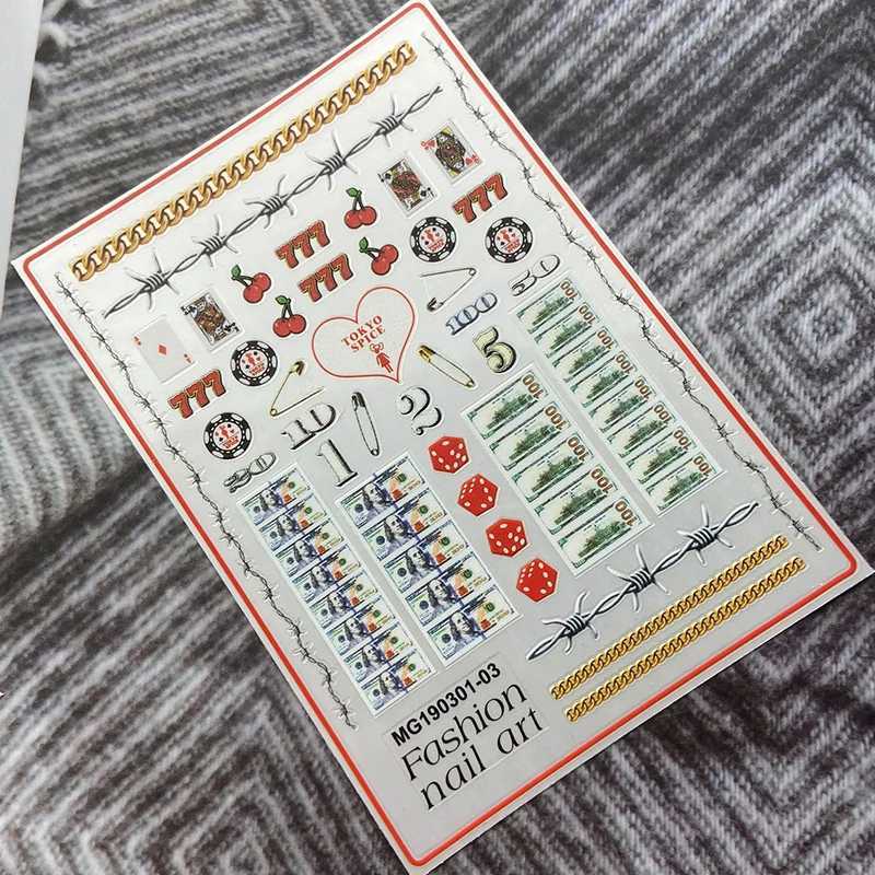 3D Money Dollar Sign Nail Art Stickers Decal Wealthy Rich Style Self Adhesive Nails Acrylic Manicure Tips Decoration ToolXJ240814