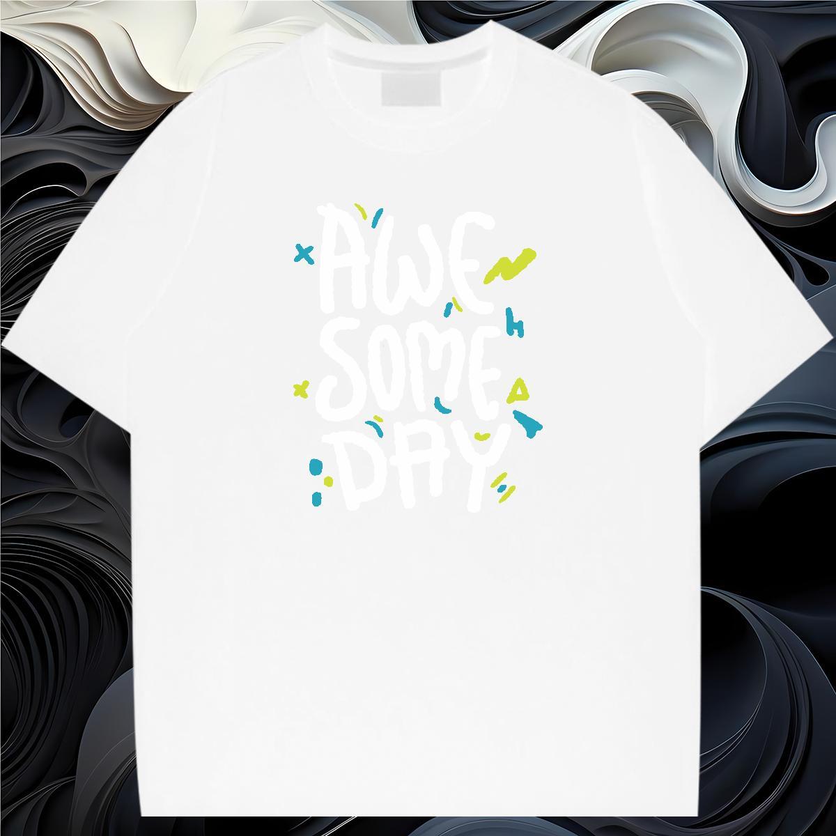 Soft letter T-Shirts Hip Hop Men Clothes T-Shirt 230g Pure Cotton DIY Breathable Soft Plus Size Cartoon Tops Shirt