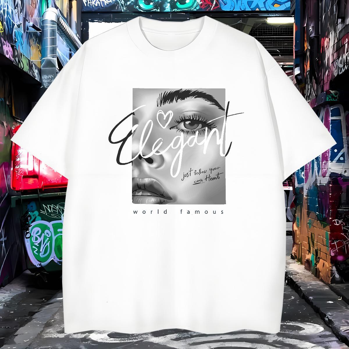 T Shirts Men 100% Cotton 230g eyes Sports Casual Short Sleeve Soft DIY Logo Oversized Men Tshirts Fashion Designer High Quality Top Tees