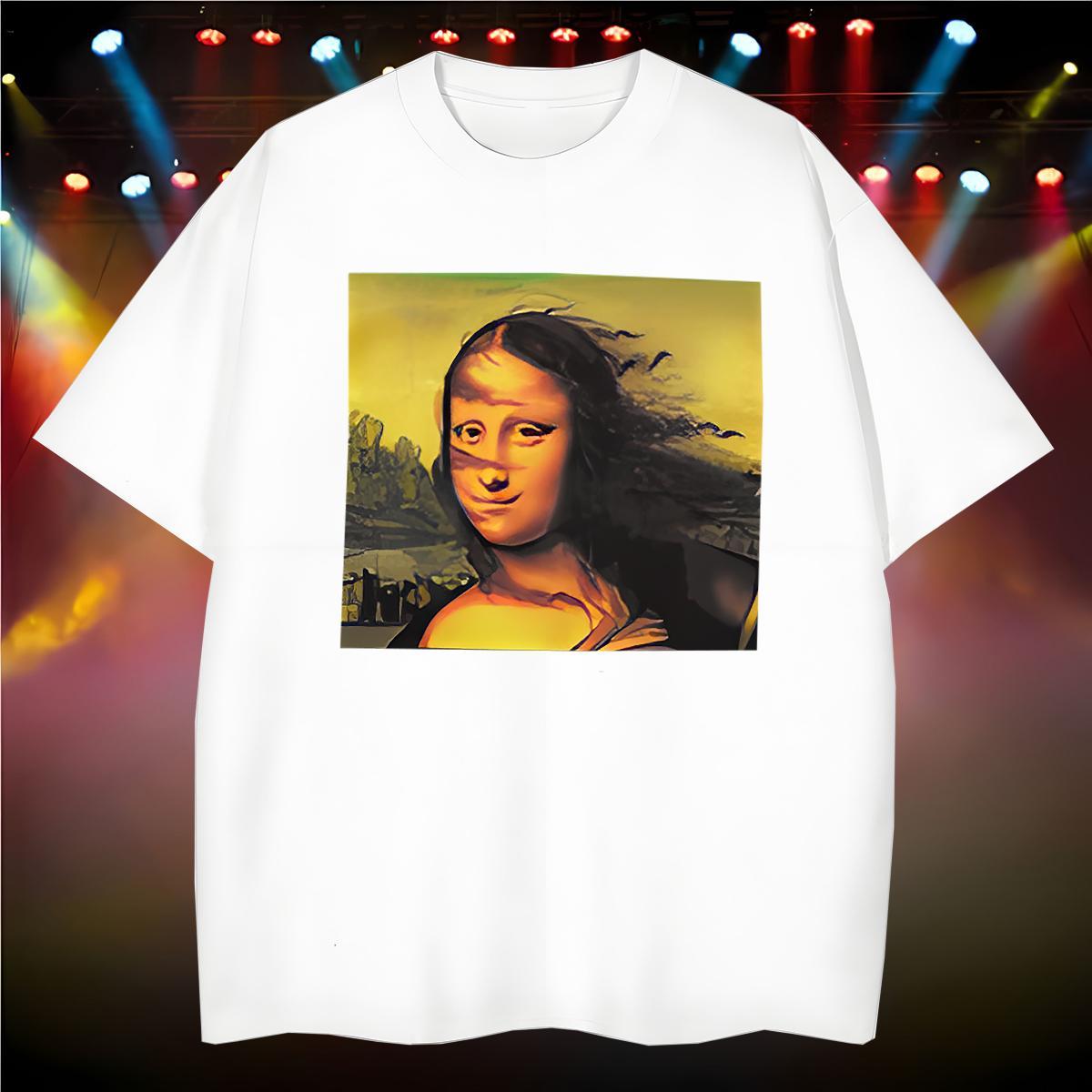 Loose Mona Lisa Men T Shirts Daily Wear Men Clothes T-Shirt 230g 100% Cotton Factory Direct Breathable Short Sleeve DIY Anime Tops