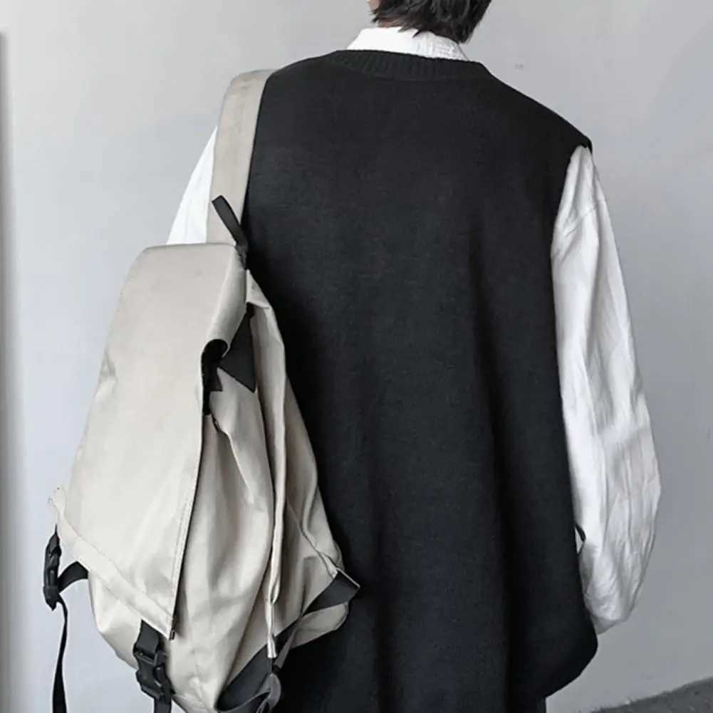 Knitting Trendy Oversized Winter Sweater Vest Preppy Style Men Autumn Sweater Sleeveless for Daily WearXJ241221