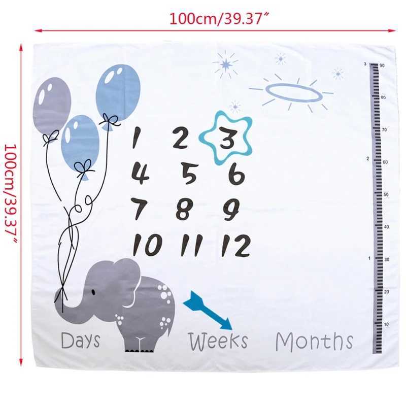 1 Set Baby Monthly Record Growth Milestone Blanket Newborn Photography Props Accessories Cartoon Printing Background Y240815