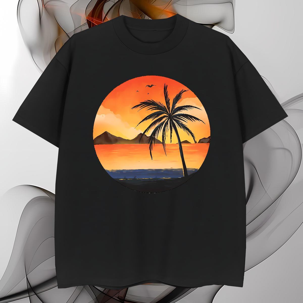 Unisex tree Mens T Shirts Casual Men Clothes T-Shirt 230g Cotton 2024 New O Neck Short Sleeves Anime Top Tees