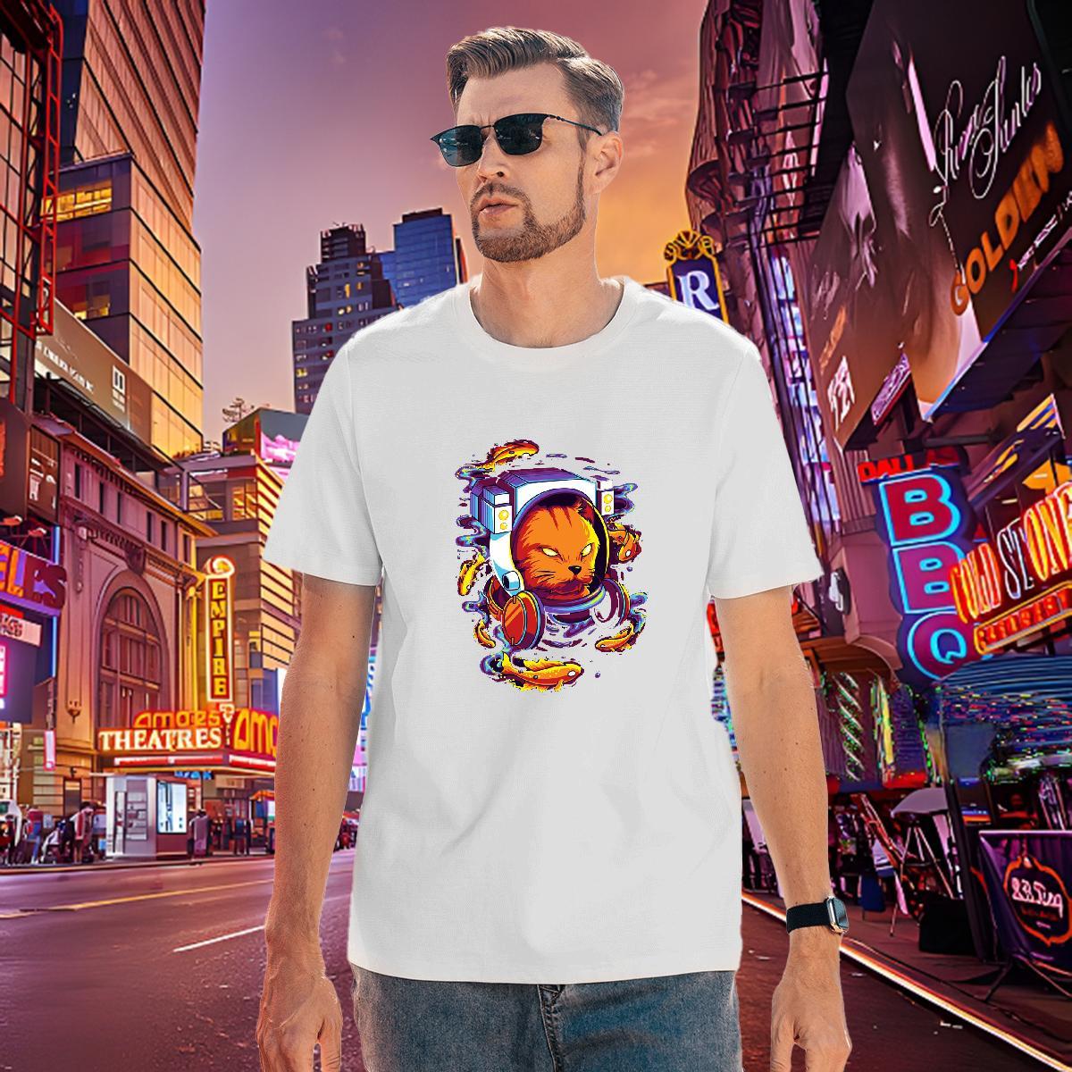 Popular Mens T Shirts cat Breathable Crew Neck Anime Printing Street Cartoon Print 230g Pure Cotton Tshirts Fashion Design Tees