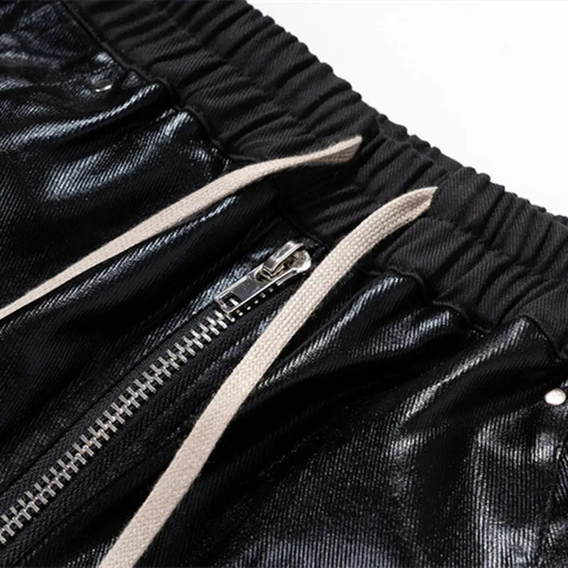 High Quality Techwear Multi-pocket Wax Coating Hip Hop Punk Wide Leg Cargo Pants Men Women Harajuku Street Casual Baggy Pants 240814