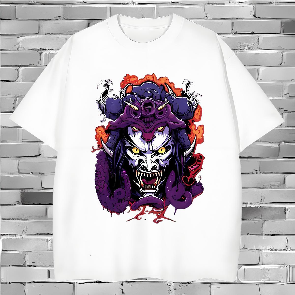 Man T Shirts 230g 100% Cotton Terror, Purple Dragon,Flame Hip Hop Street Crew Neck Plus Size Custom Tshirts Designer Soft Tees Shirts