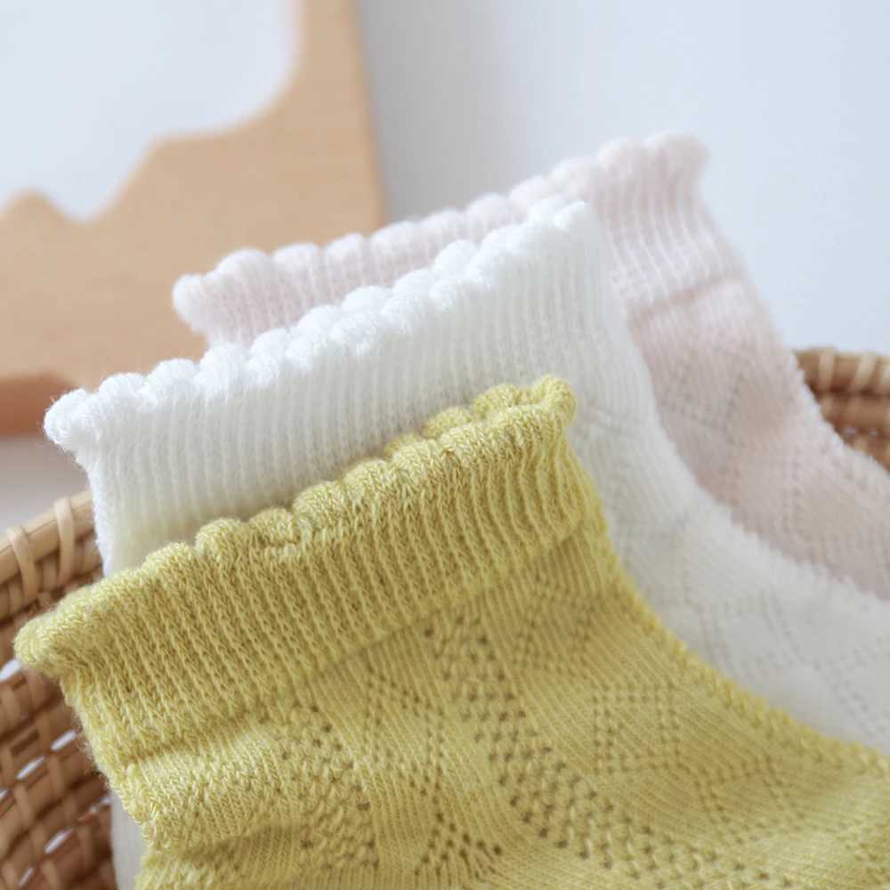 5 pairs/batch of baby socks summer and spring thin mesh cotton childrens socks cute girls lace socks colorful childrens socks W240814