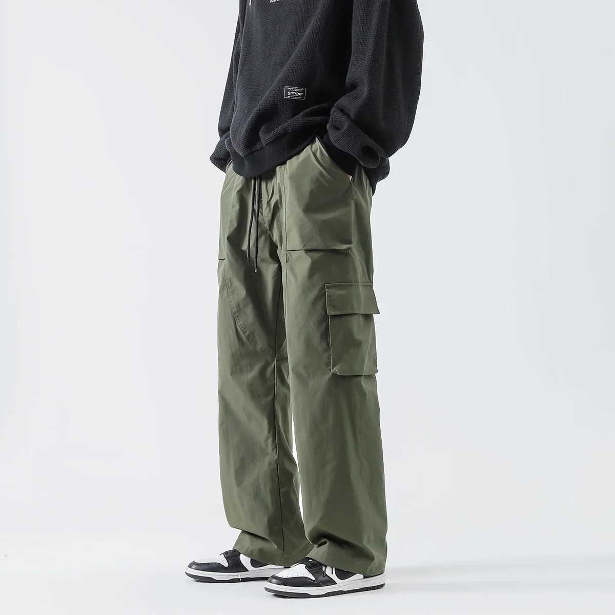 Streetwear Hip Hop Runner Cargo Pants Mens Multi Pocket Elastic Waist Harem Mens Trouser Mens Harajuku Casual Womens Sports PantsW240725