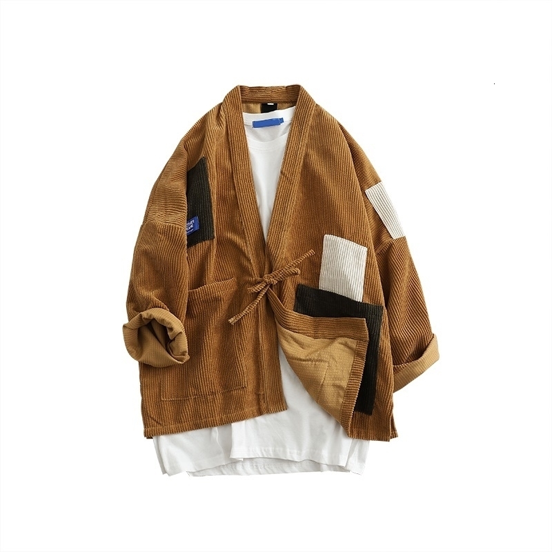Japanese style Corduroy kimono jacket retro Yukata fashion Harajuku shirt Asian street clothing samurai kimono cardigan Haori 31070 240814